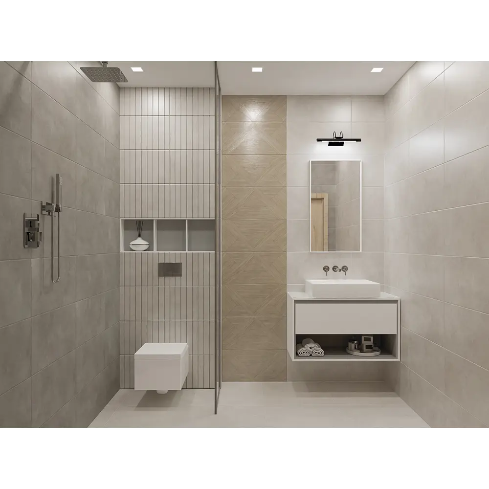 Фото 4 Декор настенный Azori Cemento 31.5x63 см матовый цвет серый Фото 4 Декор настенный Azori Cemento 31.5x63 см матовый цвет серый