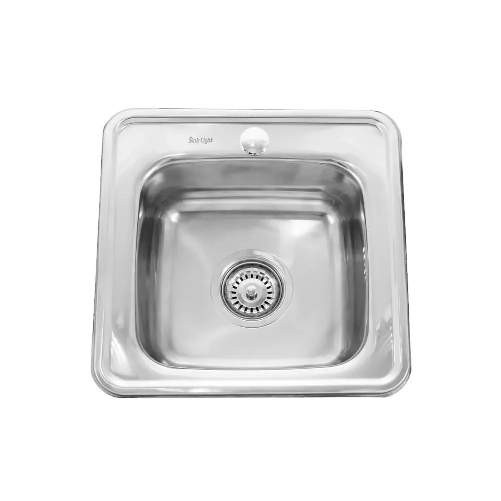 Фото Мойка для кухни врезная No name Мойка Sinklight 38x38 см глубина чаши 16 см металл цвет металлический Фото Мойка для кухни врезная No name Мойка Sinklight 38x38 см глубина чаши 16 см металл цвет металлический