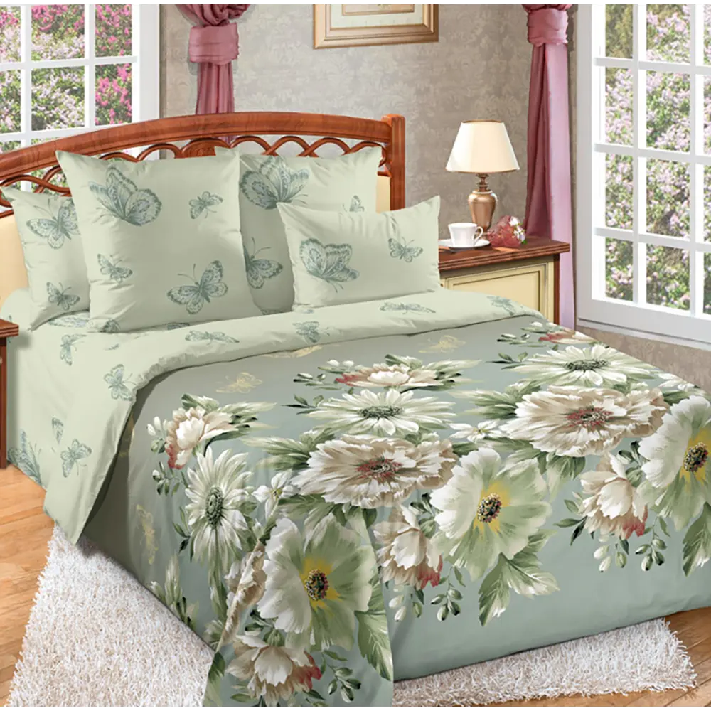 Фото Комплект постельного белья Home mercury 30054 Каролина 1.5-спальный перкаль зеленый