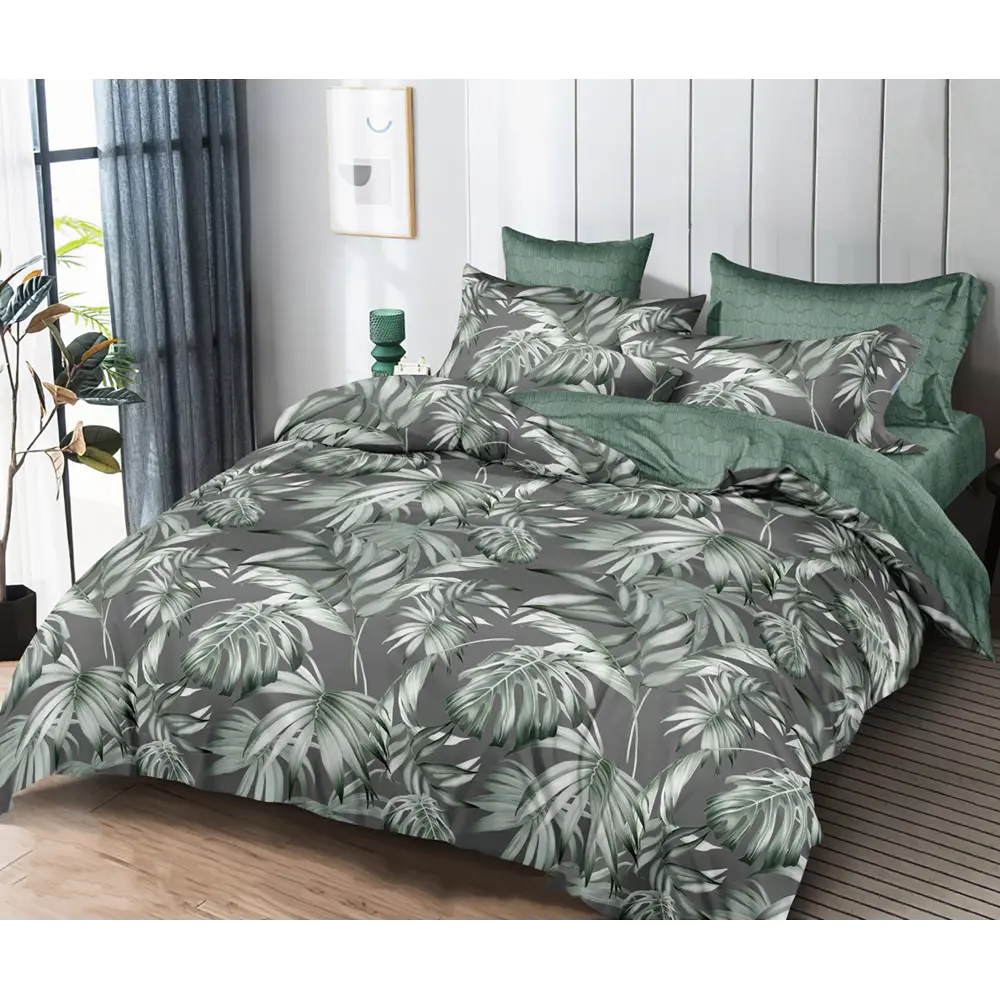 Фото Комплект постельного белья Home mercury 30535 Джунгли 2 евро поплин зеленый Фото Комплект постельного белья Home mercury 30535 Джунгли 2 евро поплин зеленый