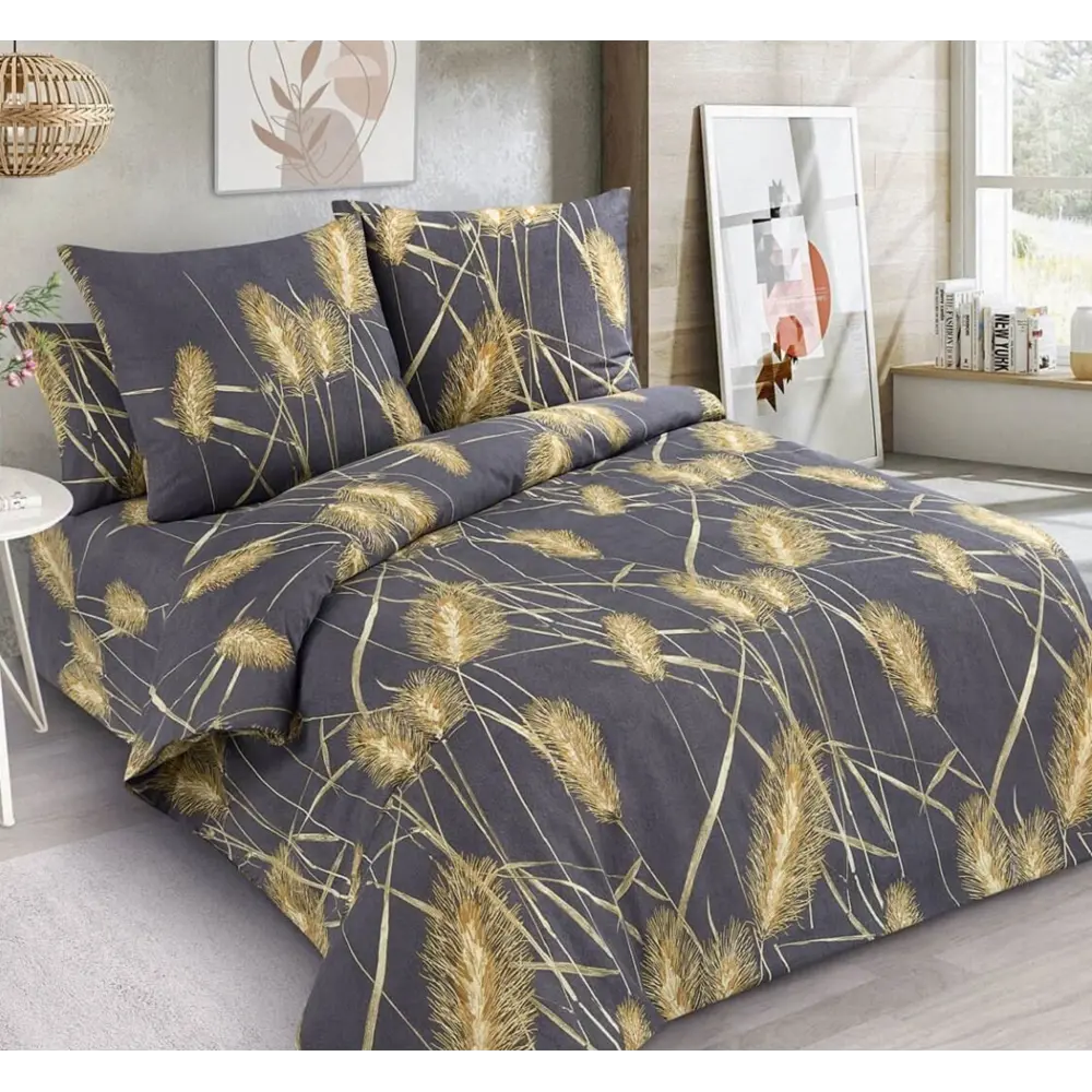 Фото Комплект постельного белья Home mercury 31181 Колосок семейный бязь серый Фото Комплект постельного белья Home mercury 31181 Колосок семейный бязь серый