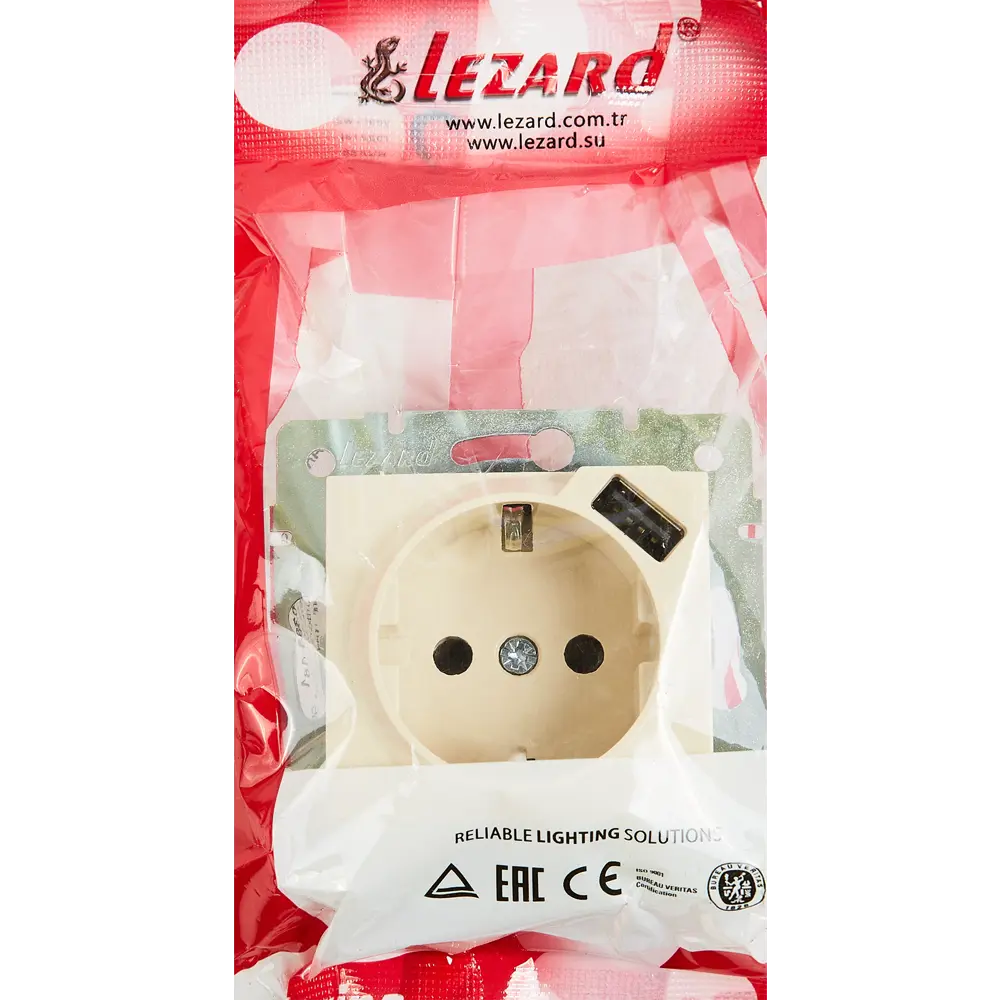 Фото 8 Розетка Lezard Karina с заземлением разъем USB цвет кремовый Фото 8 Розетка Lezard Karina с заземлением разъем USB цвет кремовый