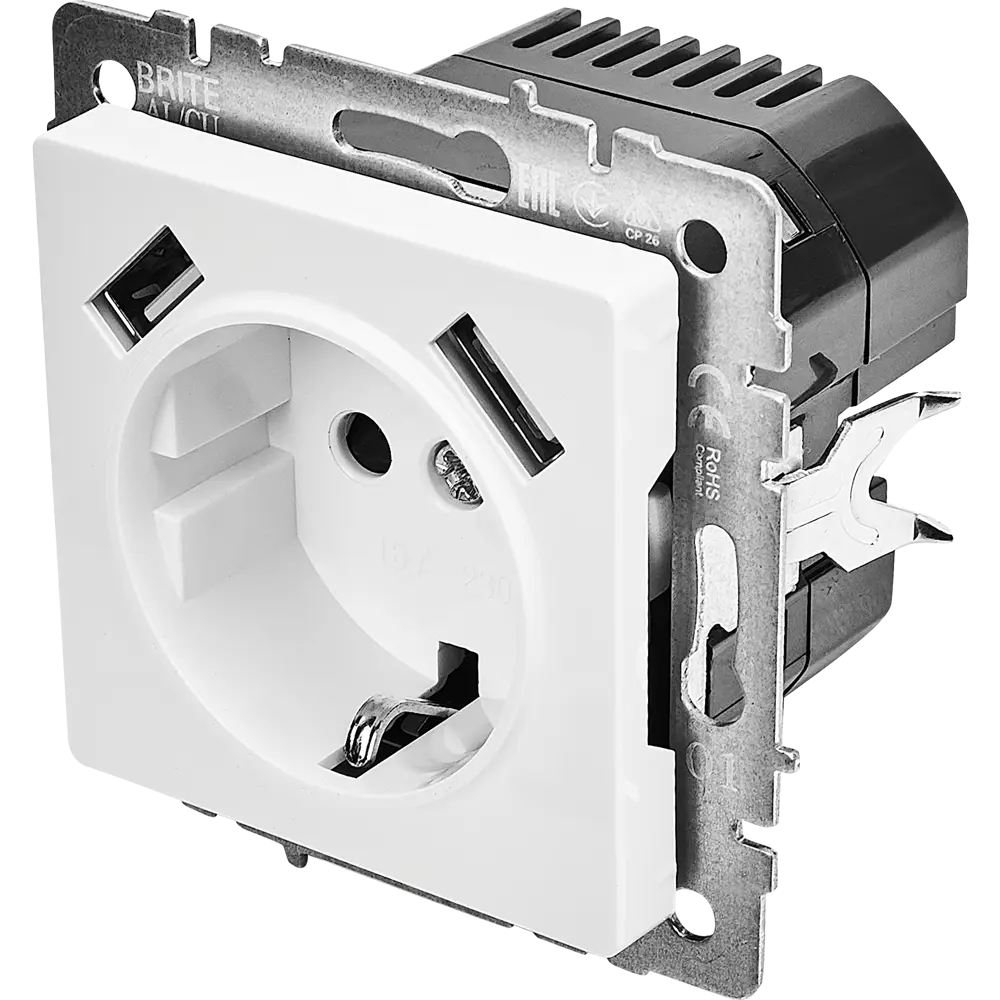 Фото 2 Розетка USB встраиваемая IEK Brite РЮш10-1-БрБ с заземлением цвет белый Фото 2 Розетка USB встраиваемая IEK Brite РЮш10-1-БрБ с заземлением цвет белый