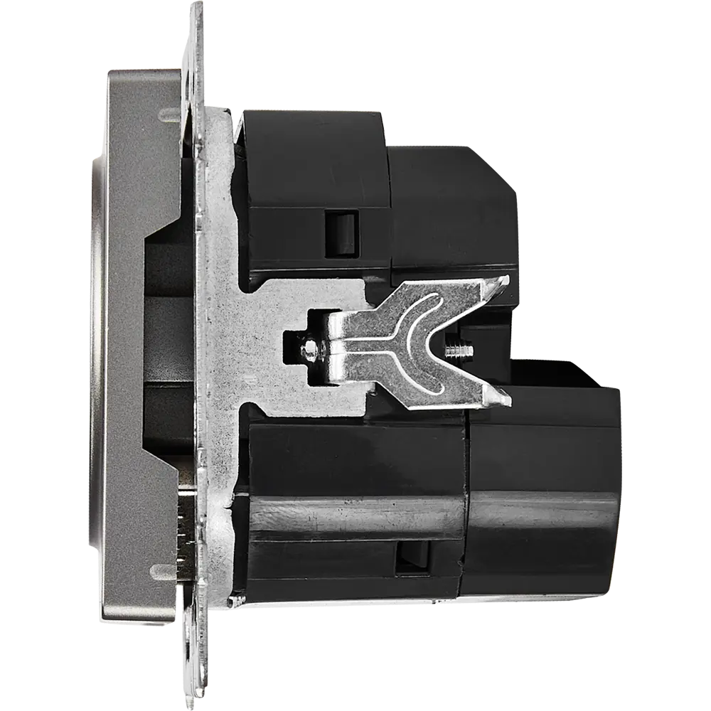 Фото 3 Розетка USB встраиваемая IEK Brite РЮш10-1-БрС с заземлением цвет сталь Фото 3 Розетка USB встраиваемая IEK Brite РЮш10-1-БрС с заземлением цвет сталь