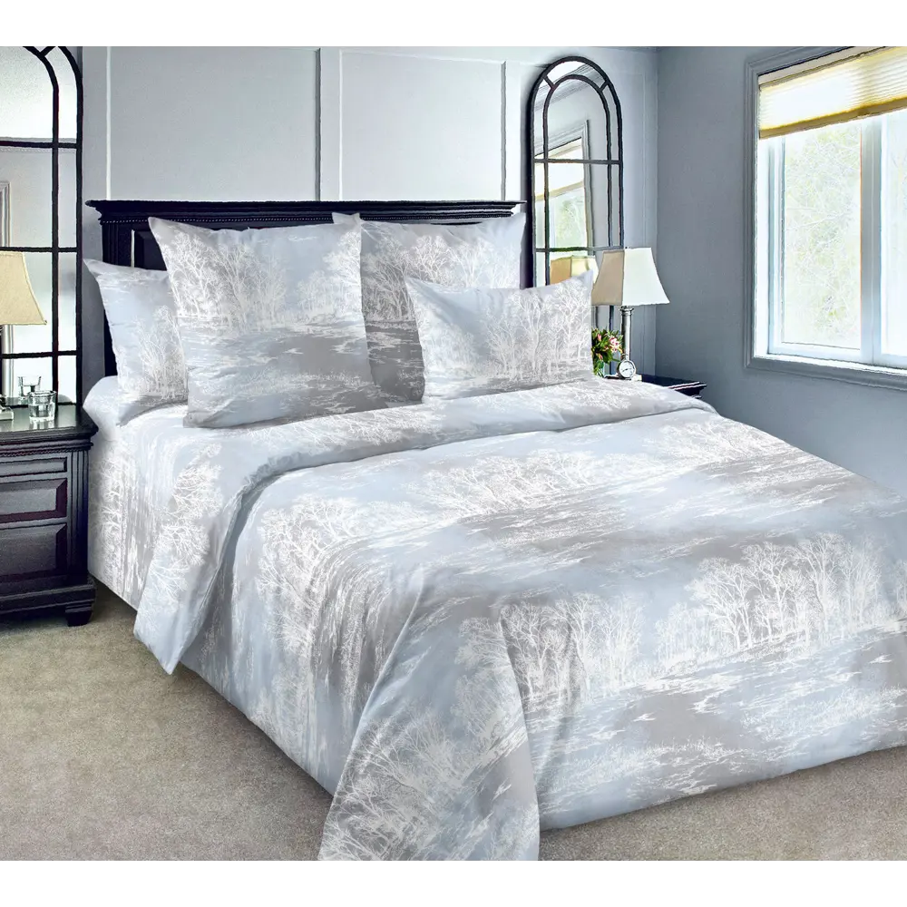 Фото Комплект постельного белья Home mercury 30489 Сказка 2 2-спальный перкаль серый/голубой/белый