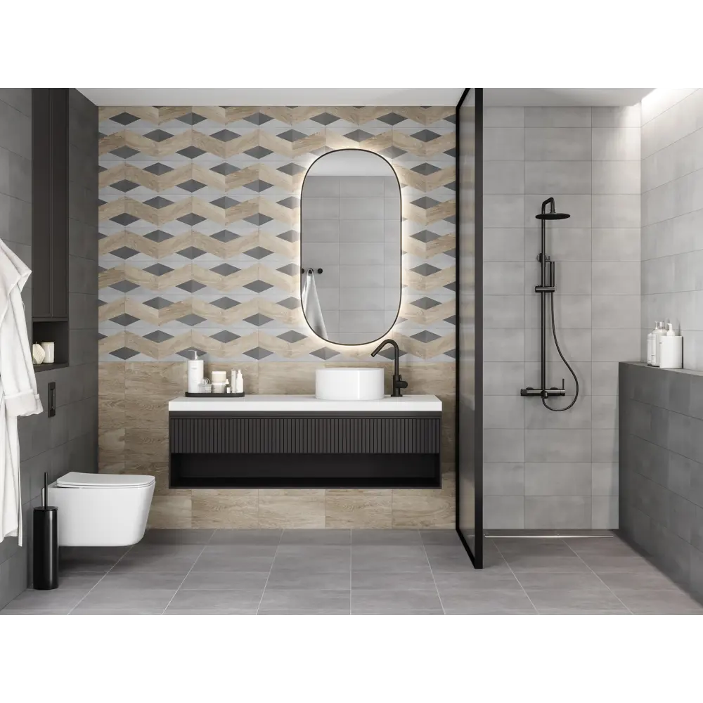 Фото 6 Плитка настенная Mersey Concrete 20x40 см 1.2 м² матовая цвет графит Фото 6 Плитка настенная Mersey Concrete 20x40 см 1.2 м² матовая цвет графит