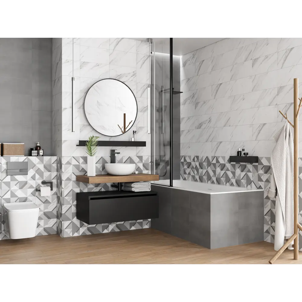 Фото 8 Плитка настенная Mersey Concrete 20x40 см 1.2 м² матовая цвет графит Фото 8 Плитка настенная Mersey Concrete 20x40 см 1.2 м² матовая цвет графит
