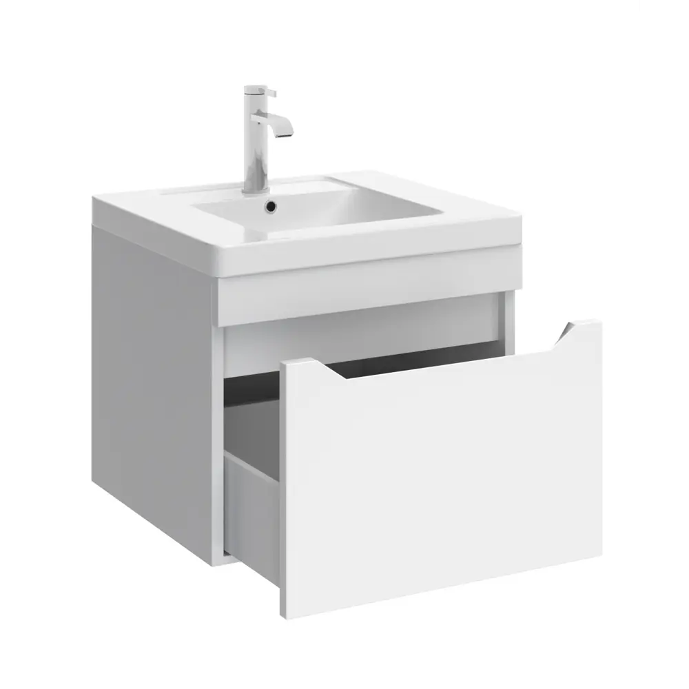 Фото 3 Тумба под раковину подвесная Рондо 80 см МДФ эмаль цвет белый Фото 3 Тумба под раковину подвесная Рондо 80 см МДФ эмаль цвет белый