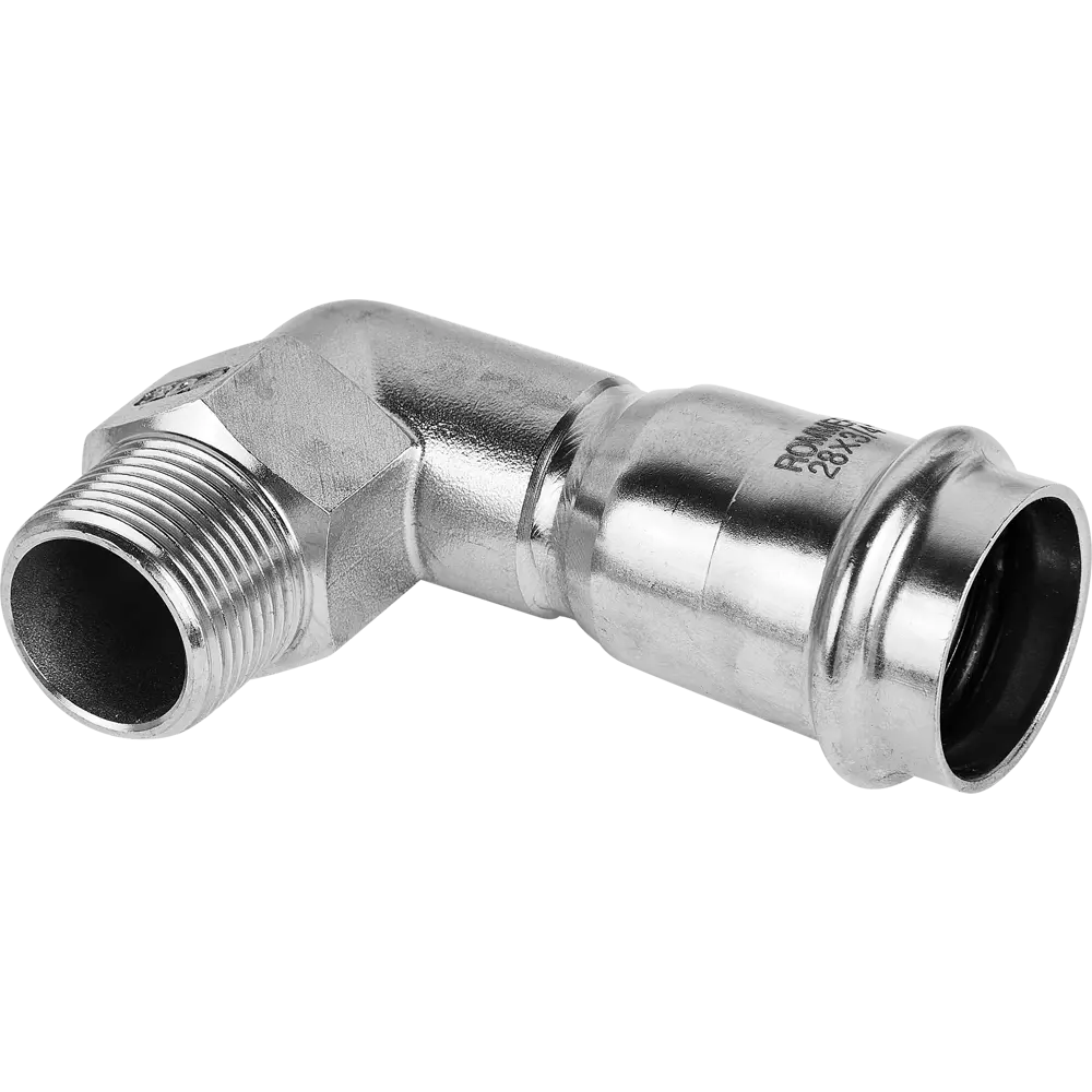 Фото 2 Угол переходной Rommer 3/4"x28 мм ВПр-НР нержавеющая сталь Фото 2 Угол переходной Rommer 3/4"x28 мм ВПр-НР нержавеющая сталь