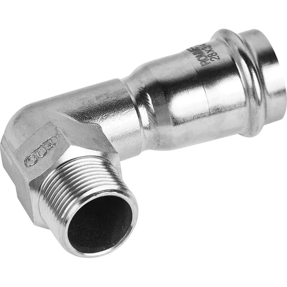 Фото Угол переходной Rommer 3/4"x28 мм ВПр-НР нержавеющая сталь Фото Угол переходной Rommer 3/4"x28 мм ВПр-НР нержавеющая сталь