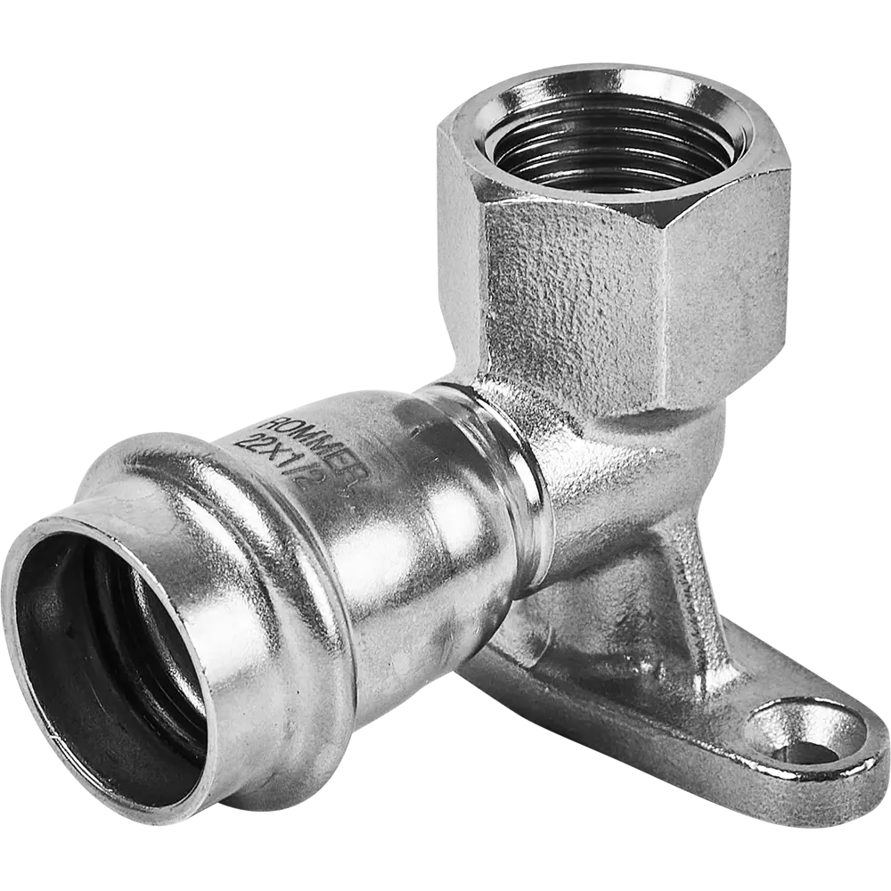 Фото Водорозетка Rommer 1/2"x22 мм ВПр-ВР нержавеющая сталь Фото Водорозетка Rommer 1/2"x22 мм ВПр-ВР нержавеющая сталь