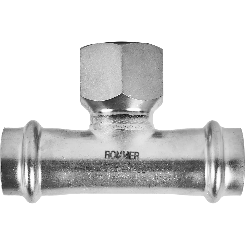 Фото 2 Тройник переходной Rommer 3/4"x22 мм ВПр-ВР нержавеющая сталь Фото 2 Тройник переходной Rommer 3/4"x22 мм ВПр-ВР нержавеющая сталь