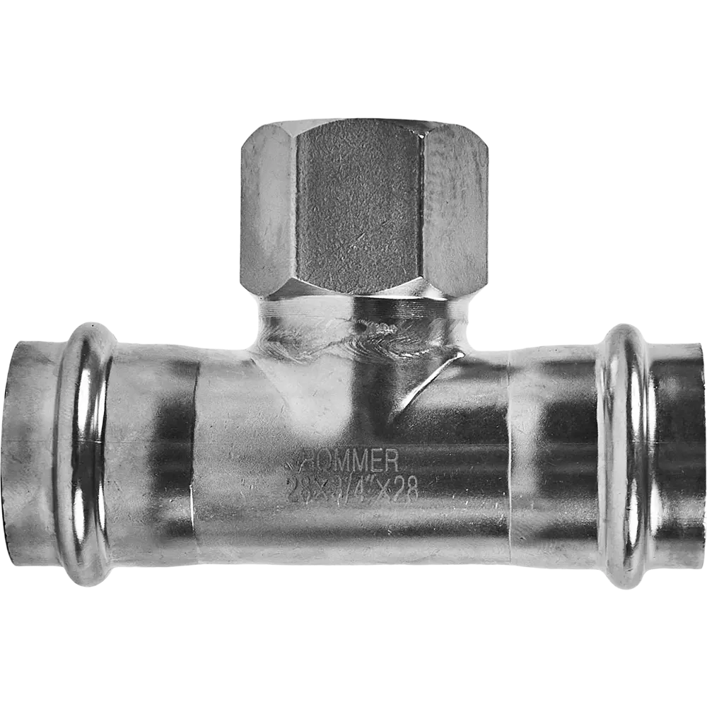 Фото 3 Тройник переходной Rommer 3/4"x28 мм ВПр-ВР нержавеющая сталь Фото 3 Тройник переходной Rommer 3/4"x28 мм ВПр-ВР нержавеющая сталь