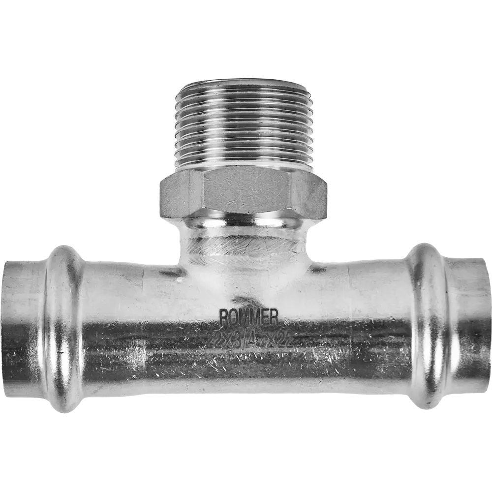 Фото 2 Тройник переходной Rommer 3/4"x22 мм ВПр-НР нержавеющая сталь Фото 2 Тройник переходной Rommer 3/4"x22 мм ВПр-НР нержавеющая сталь