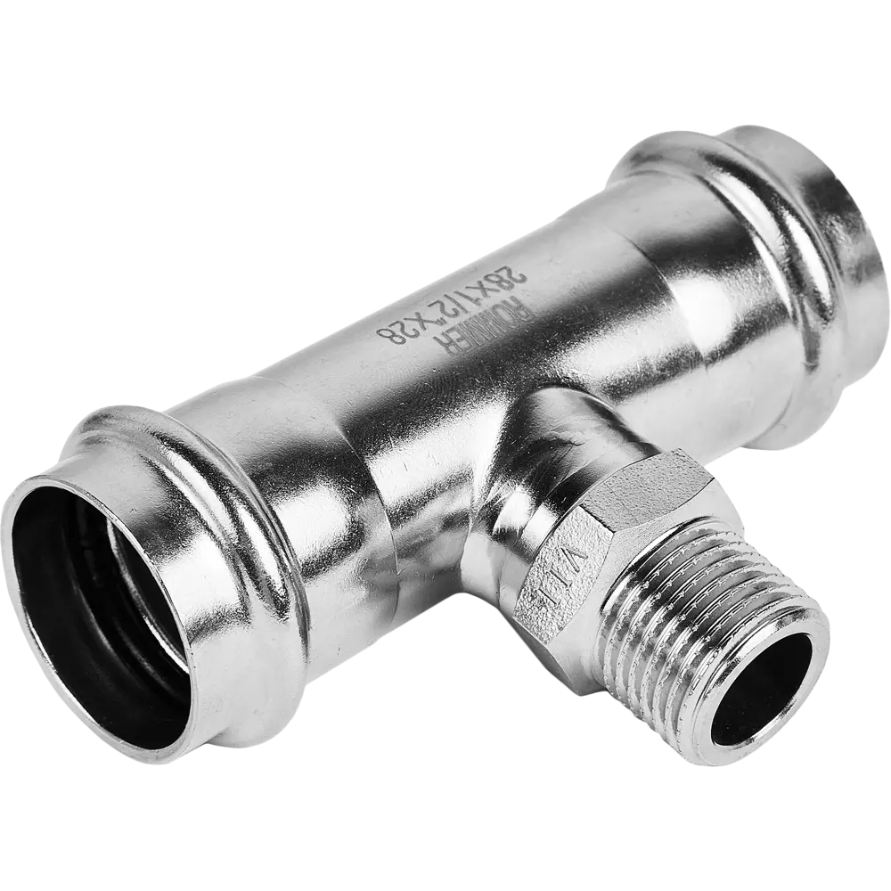Фото Тройник переходной Rommer 1/2"x28 мм ВПр-НР нержавеющая сталь Фото Тройник переходной Rommer 1/2"x28 мм ВПр-НР нержавеющая сталь