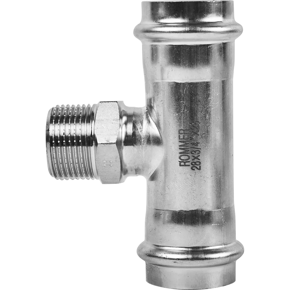Фото 3 Тройник переходной Rommer 3/4"x28 мм ВПр-НР нержавеющая сталь Фото 3 Тройник переходной Rommer 3/4"x28 мм ВПр-НР нержавеющая сталь