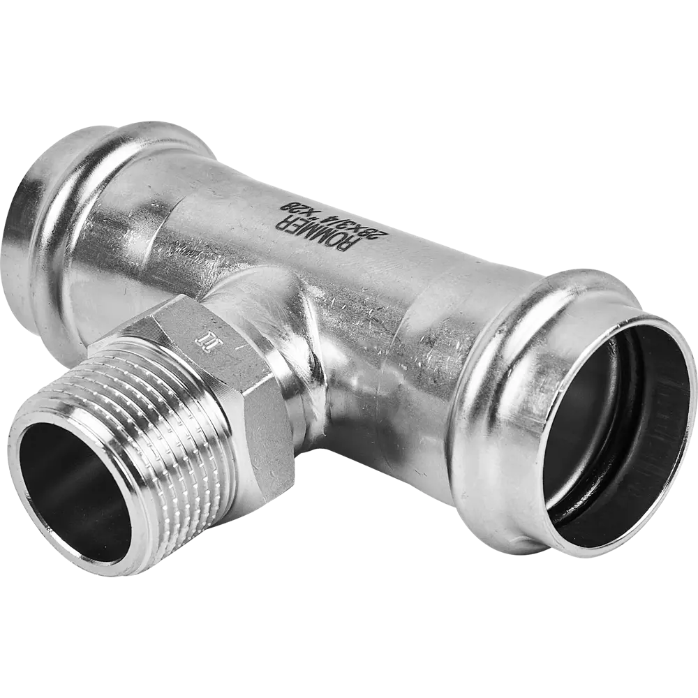 Фото Тройник переходной Rommer 3/4"x28 мм ВПр-НР нержавеющая сталь Фото Тройник переходной Rommer 3/4"x28 мм ВПр-НР нержавеющая сталь