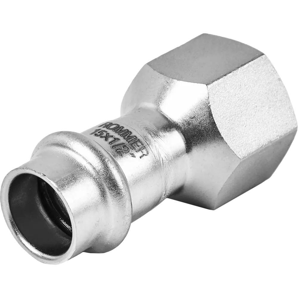 Фото Муфта переходная Rommer 1/2"x15 мм ВПр-ВР нержавеющая сталь Фото Муфта переходная Rommer 1/2"x15 мм ВПр-ВР нержавеющая сталь