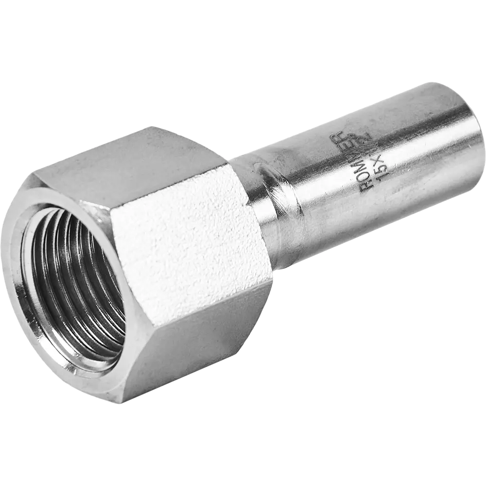 Фото Муфта переходная Rommer 1/2"x15 мм НПр-ВР нержавеющая сталь Фото Муфта переходная Rommer 1/2"x15 мм НПр-ВР нержавеющая сталь