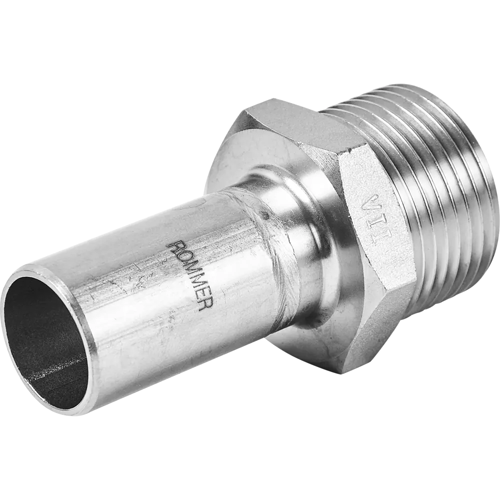 Фото Муфта переходная Rommer 1"x22 мм НПр-НР нержавеющая сталь Фото Муфта переходная Rommer 1"x22 мм НПр-НР нержавеющая сталь
