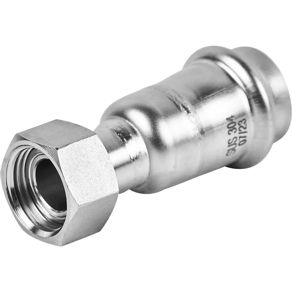 Фото Муфта переходная Rommer 1/2"x22 мм с накидной гайкой ВПр-ВР нержавеющая сталь Фото Муфта переходная Rommer 1/2"x22 мм с накидной гайкой ВПр-ВР нержавеющая сталь