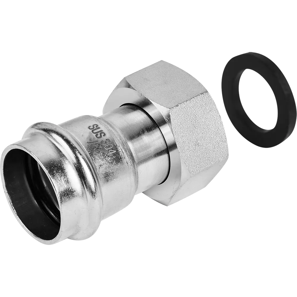 Фото Муфта переходная Rommer 1"x28 мм с накидной гайкой ВПр-ВР нержавеющая сталь