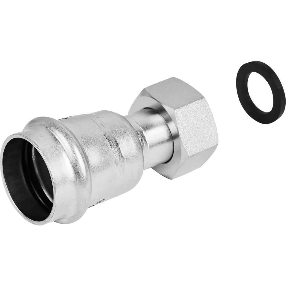 Фото Муфта переходная Rommer 3/4"x28 мм с накидной гайкой ВПр-ВР нержавеющая сталь Фото Муфта переходная Rommer 3/4"x28 мм с накидной гайкой ВПр-ВР нержавеющая сталь