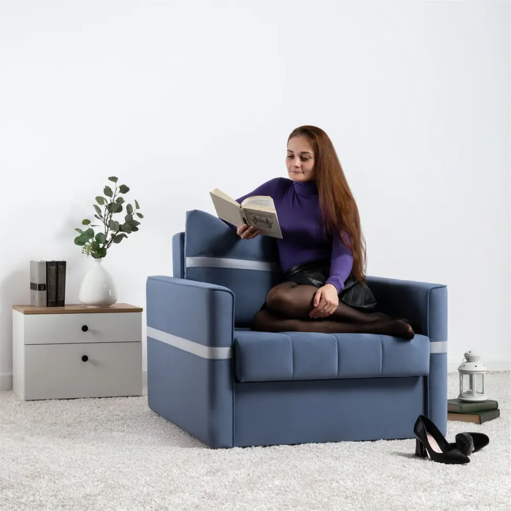 Фото 3 Кресло-кровать Нижегородмебель и к Альдо 93x84x104 см велюр цвет морской лазурный Фото 3 Кресло-кровать Нижегородмебель и к Альдо 93x84x104 см велюр цвет морской лазурный