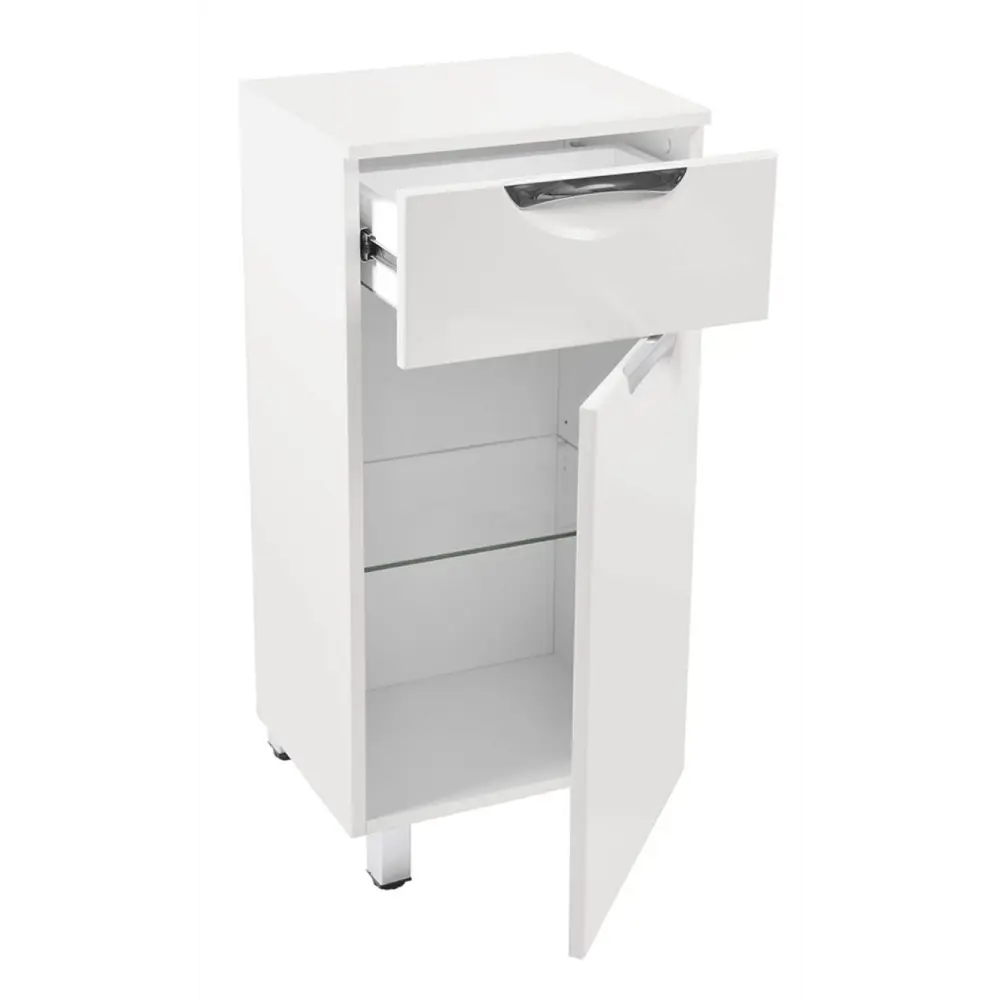 Фото 2 Полупенал напольный Emmy Милли 40 см с ящиком правый цвет белый Фото 2 Полупенал напольный Emmy Милли 40 см с ящиком правый цвет белый