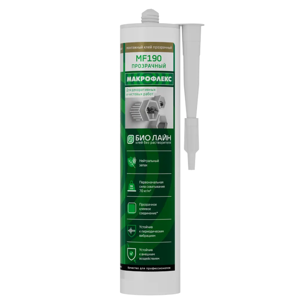 Фото 2 Жидкие гвозди MAKROFLEX BIO LINE MF190 прозрачные 280 г Фото 2 Жидкие гвозди MAKROFLEX BIO LINE MF190 прозрачные 280 г