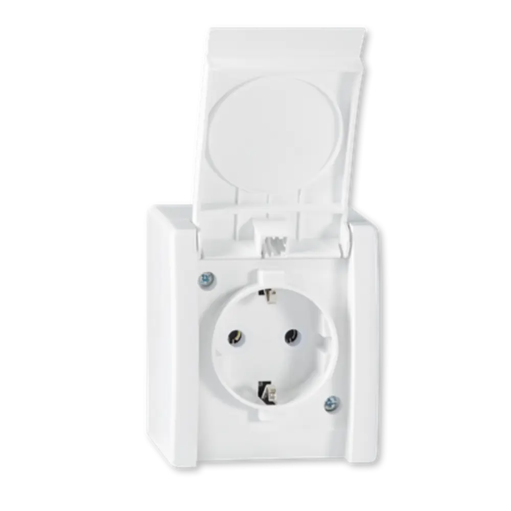 Фото Розетка накладная Aling-conel Power 241.00 с заземлением цвет белый