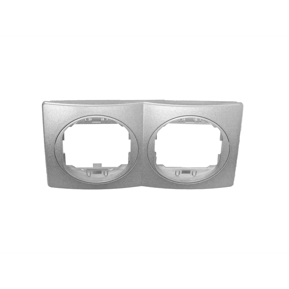 Фото 5 Рамка для розеток и выключателей Aling-conel Eon 2 поста цвет серебряный набор 3 шт.