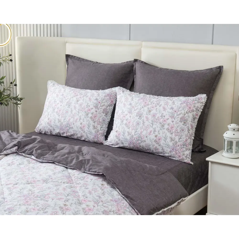 Фото 3 Комплект постельного белья Sofi de marko Бернадетт евро сатин бело-фиолетовый Фото 3 Комплект постельного белья Sofi de marko Бернадетт евро сатин бело-фиолетовый