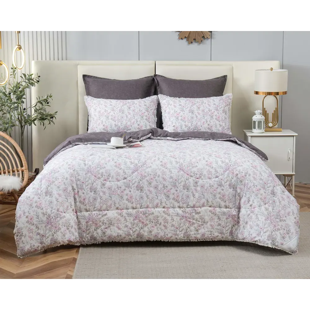 Фото Комплект постельного белья Sofi de marko Бернадетт евро сатин бело-фиолетовый Фото Комплект постельного белья Sofi de marko Бернадетт евро сатин бело-фиолетовый