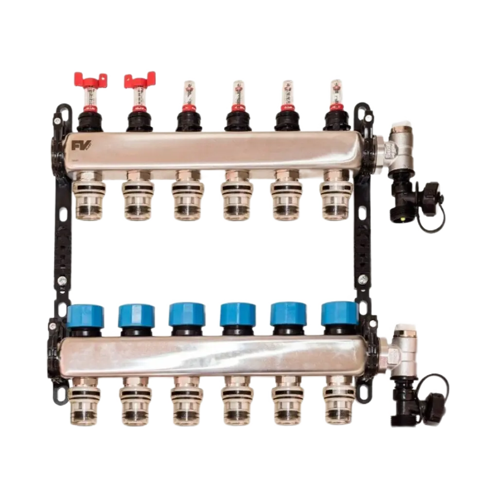 Фото Коллекторная группа Fv-plast AA906001108 на 8 выходов 1/2"х1" латунь Фото Коллекторная группа Fv-plast AA906001108 на 8 выходов 1/2"х1" латунь