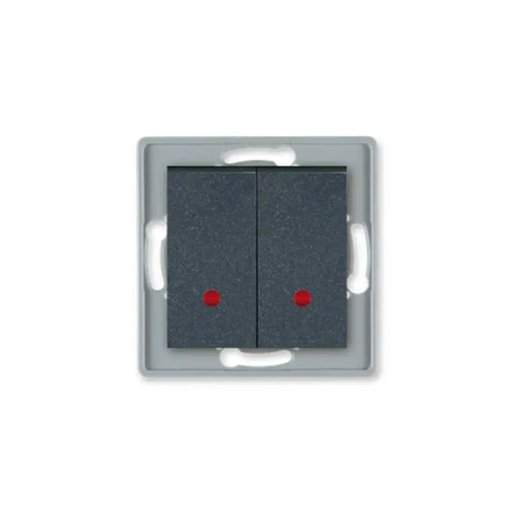 Фото Выключатель встраиваемый Aling-conel Prestige 6026.2 2 клавиши с подсветкой цвет графитовый Фото Выключатель встраиваемый Aling-conel Prestige 6026.2 2 клавиши с подсветкой цвет графитовый