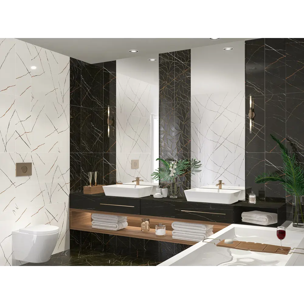 Фото Настенная плитка Eletto ceramica Black&gold 508171101ekb 24.2x70см цвет черный, цена за упаковку Фото Настенная плитка Eletto ceramica Black&gold 508171101ekb 24.2x70см цвет черный, цена за упаковку