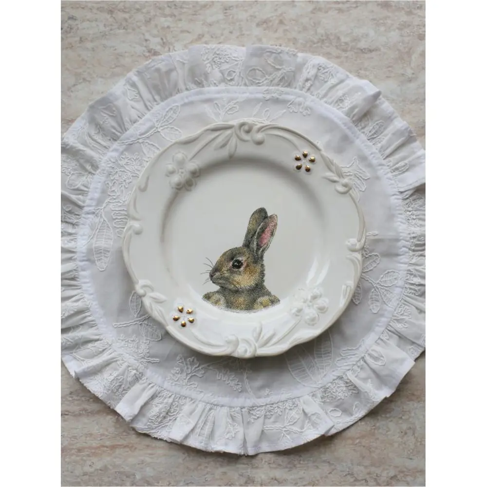 Фото 2 Тарелка Myatashop Rabbits collection 22x22x3 см фарфор цвет молочны белый Фото 2 Тарелка Myatashop Rabbits collection 22x22x3 см фарфор цвет молочны белый