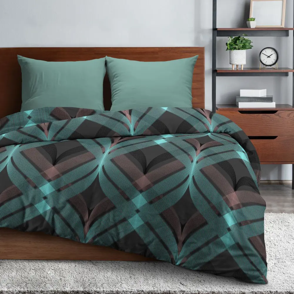 Фото Комплект постельного белья Wenge 2-спальный бязь серо-бирюзовый