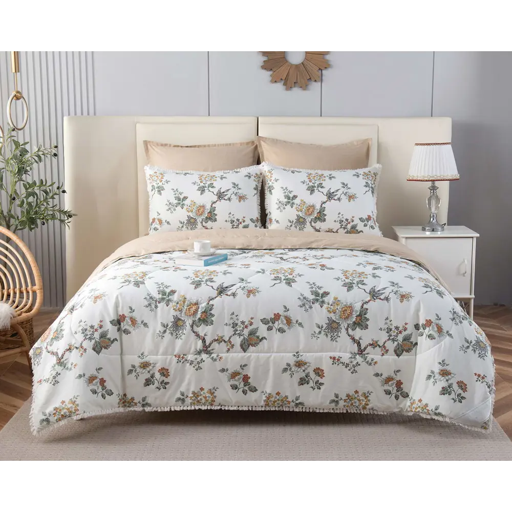 Фото Комплект постельного белья Sofi de marko Бернадетт 1.5-спальный сатин бежево-белый