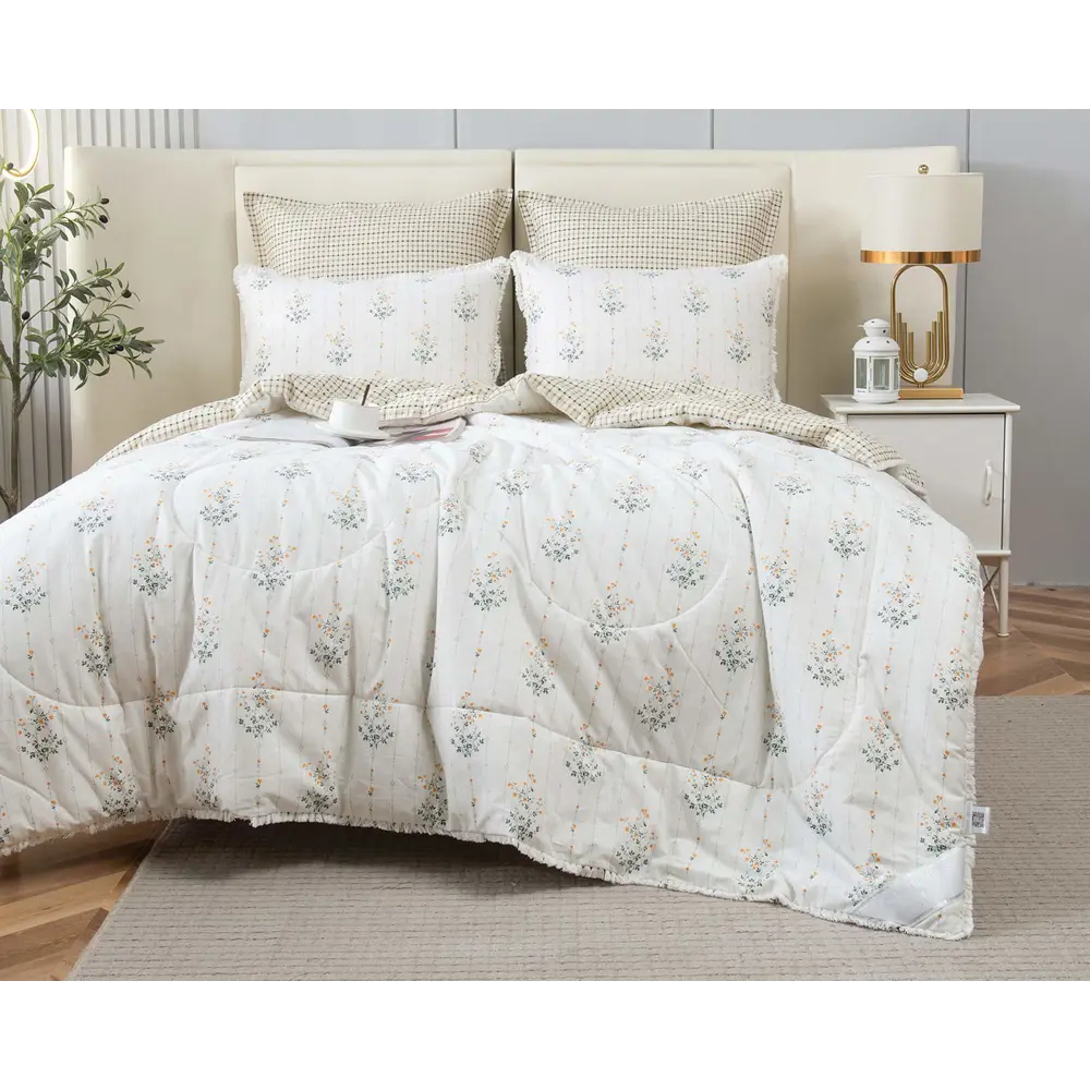 Фото 2 Комплект постельного белья Sofi de marko Бернадетт 1.5-спальный сатин бело-бежевый Фото 2 Комплект постельного белья Sofi de marko Бернадетт 1.5-спальный сатин бело-бежевый