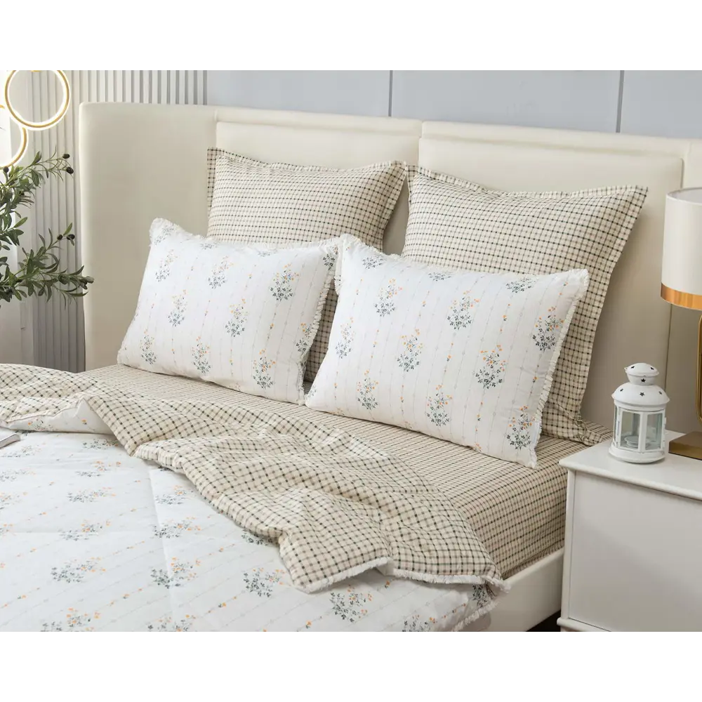 Фото 3 Комплект постельного белья Sofi de marko Бернадетт 1.5-спальный сатин бело-бежевый Фото 3 Комплект постельного белья Sofi de marko Бернадетт 1.5-спальный сатин бело-бежевый