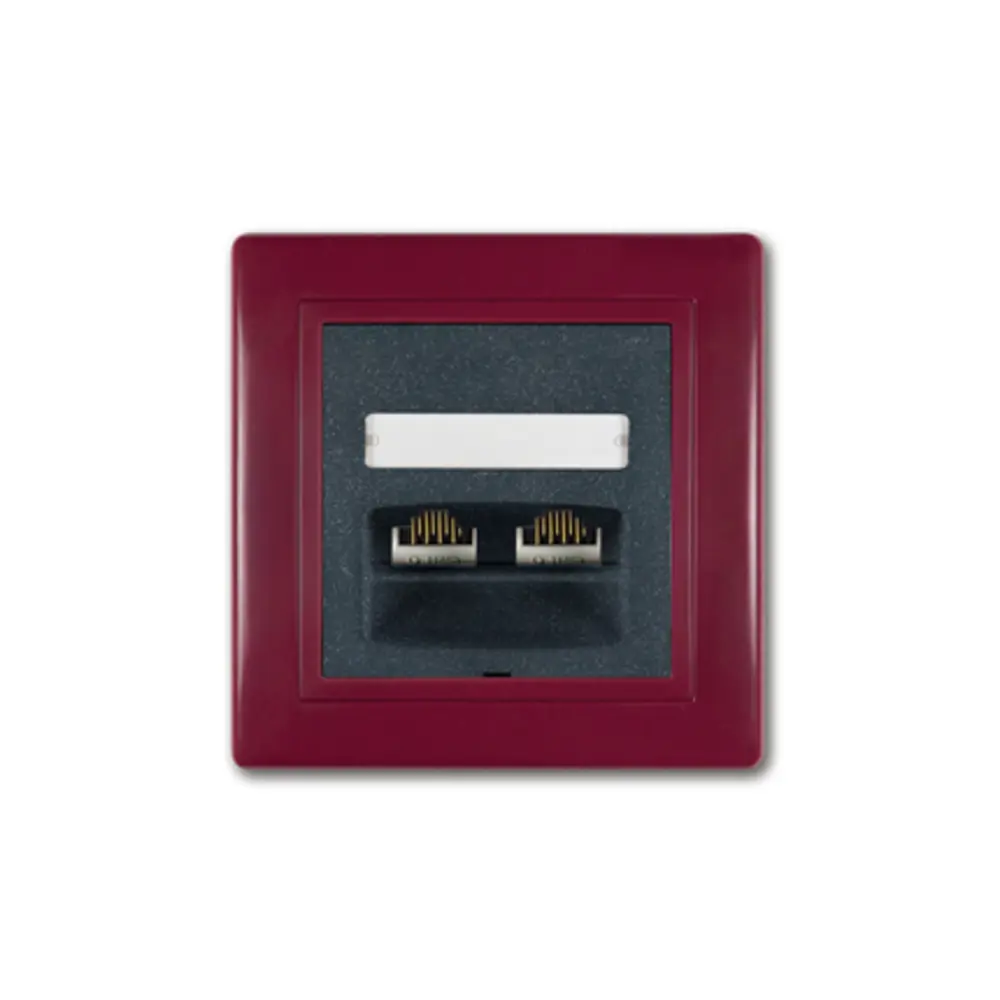 Фото Розетка компьютерная двойная встраиваемая Aling-conel Prestige 614.332 RJ45 Cat 5e UTP цвет бордовый/графитовый Фото Розетка компьютерная двойная встраиваемая Aling-conel Prestige 614.332 RJ45 Cat 5e UTP цвет бордовый/графитовый