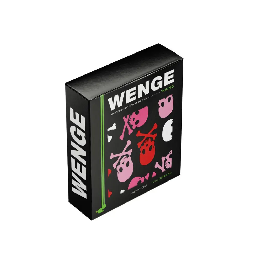 Фото 3 Комплект постельного белья Wenge Colored skulls 2-спальный перкаль черный