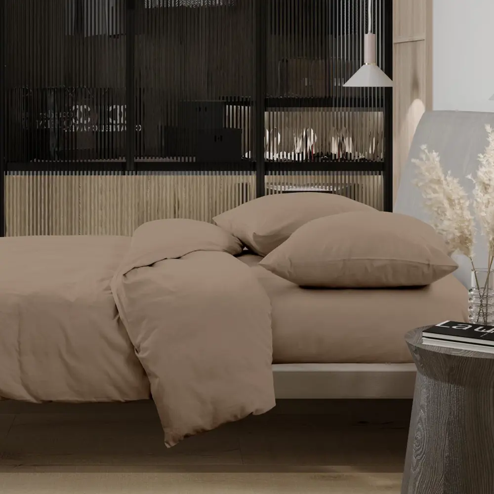 Фото Комплект постельного белья Wenge Latte 896967 семейный перкаль бежевый Фото Комплект постельного белья Wenge Latte 896967 семейный перкаль бежевый