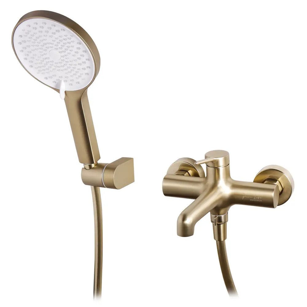 Фото 2 Смеситель для ванны Maxonor pure life Pl3294-6 PL3294-6 однорычажный с душевой лейкой цвет золото Фото 2 Смеситель для ванны Maxonor pure life Pl3294-6 PL3294-6 однорычажный с душевой лейкой цвет золото