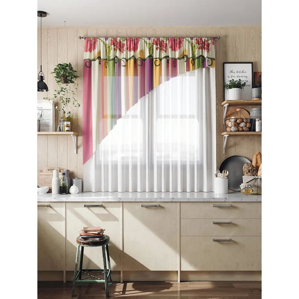 Фото 3 Тюль для кухни на шторной ленте AT Home Мелови 280x160 см цвет разноцветный Фото 3 Тюль для кухни на шторной ленте AT Home Мелови 280x160 см цвет разноцветный