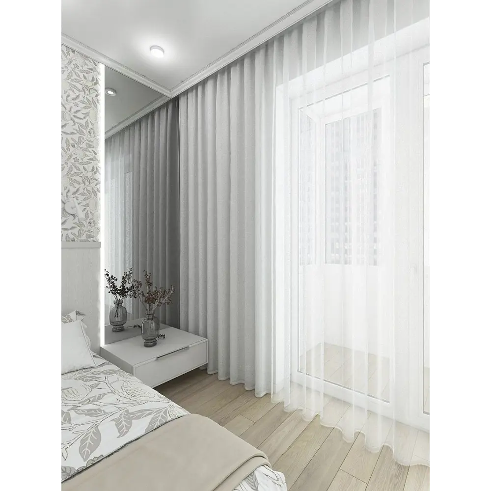 Фото Тюль на шторной ленте Inva Вуаль 300x230 см цвет белый Фото Тюль на шторной ленте Inva Вуаль 300x230 см цвет белый