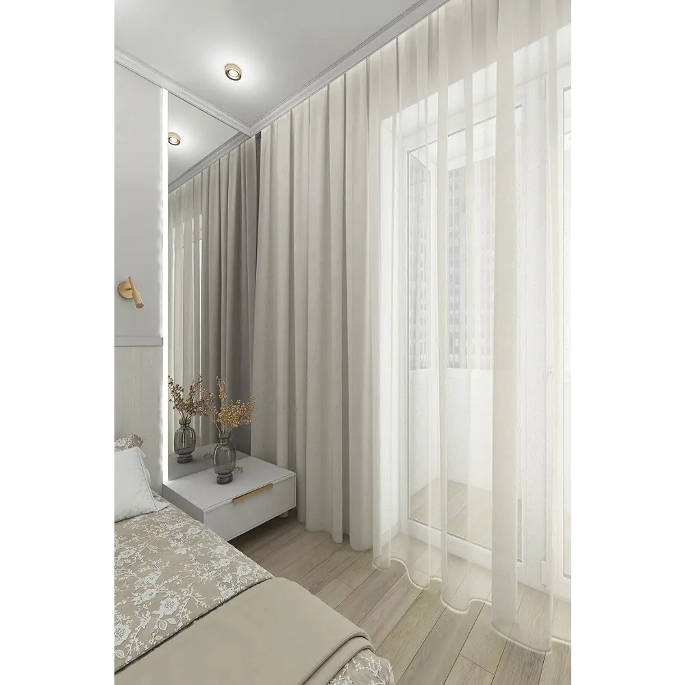 Фото Тюль на шторной ленте Inva Вуаль 400x275 см цвет молочный Фото Тюль на шторной ленте Inva Вуаль 400x275 см цвет молочный