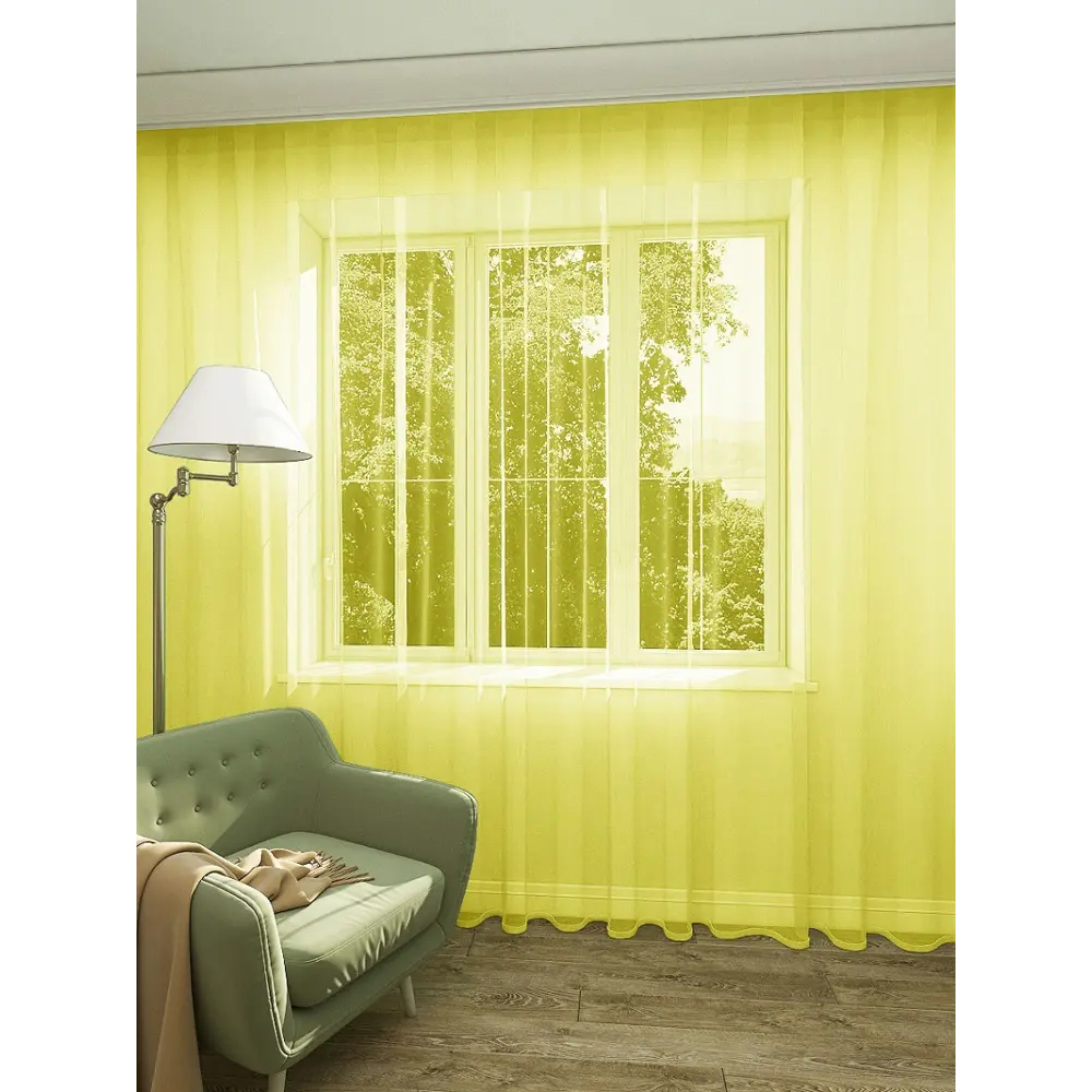 Фото Тюль на шторной ленте Inva Вуаль 400x270 см цвет желтый Фото Тюль на шторной ленте Inva Вуаль 400x270 см цвет желтый